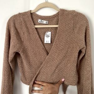 Pale Brown Wrap Around Cardigan Sweater